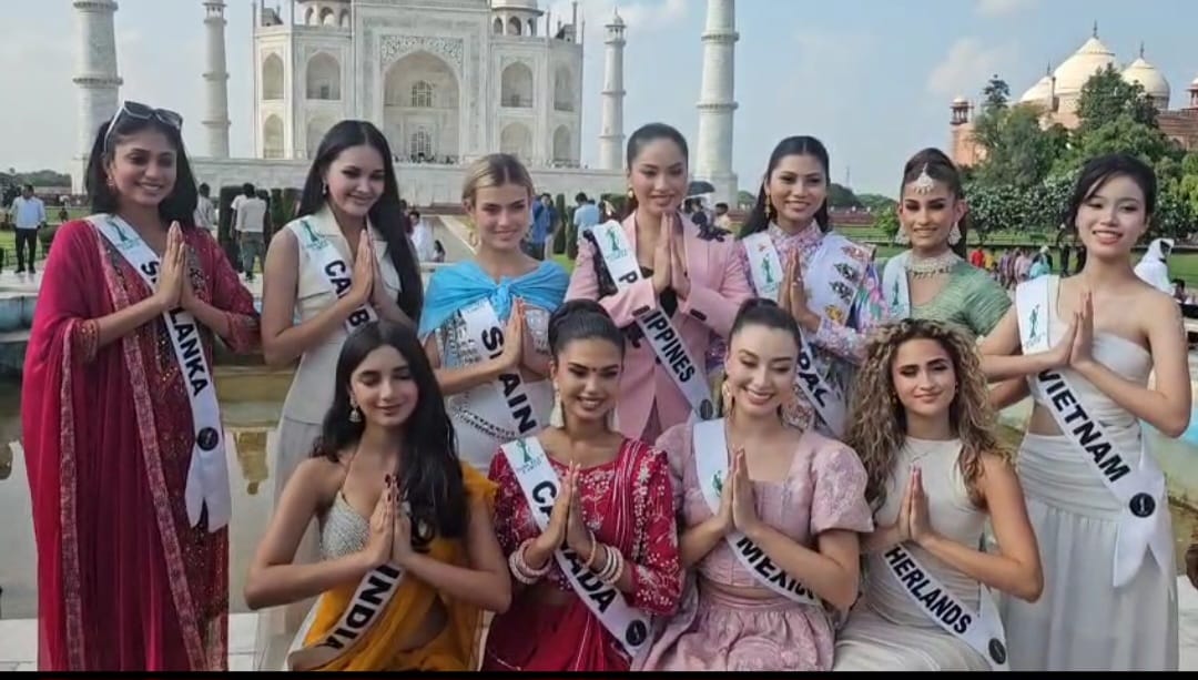 miss teen earth 2025 finalists from 11 countries visit taj mahal