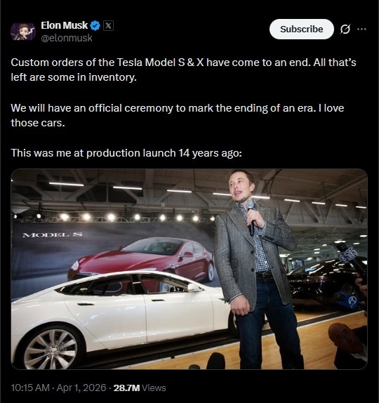 musk tweet on tesla 