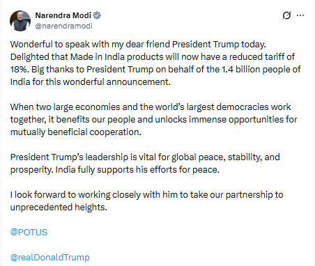 Narendra Modi X Post
