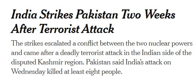 New York Times on India Pakistán