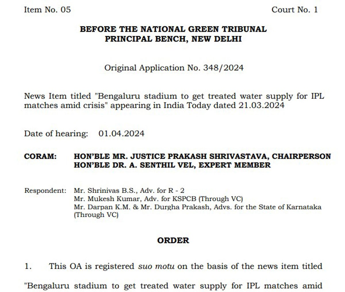 NGT Order, Chinnaswamy Stadium, IPL Match, Cricket, Water Supply NGT Order, Chinnaswamy Stadium, IPL Match, Cricket, Water Supply