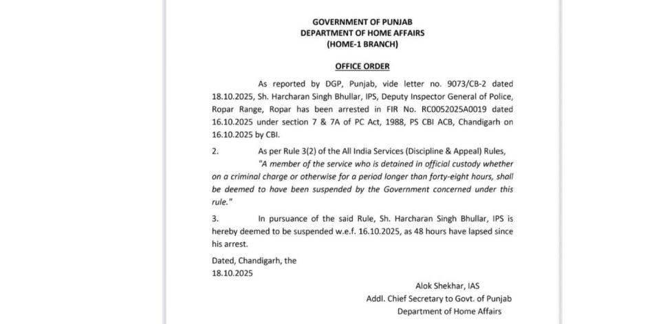 DIG HS Bhullar Corruption Case