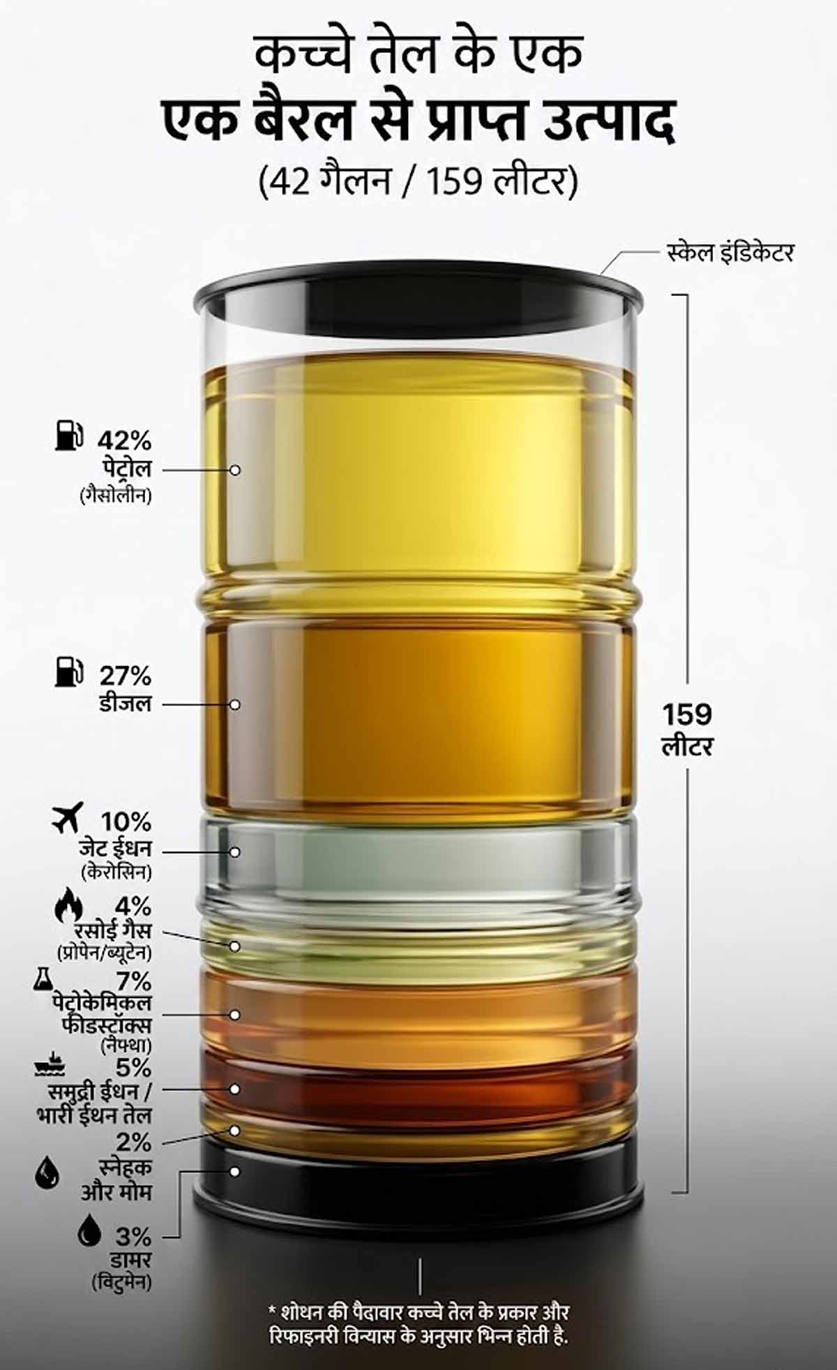 Products from One Barrel Crude Oil