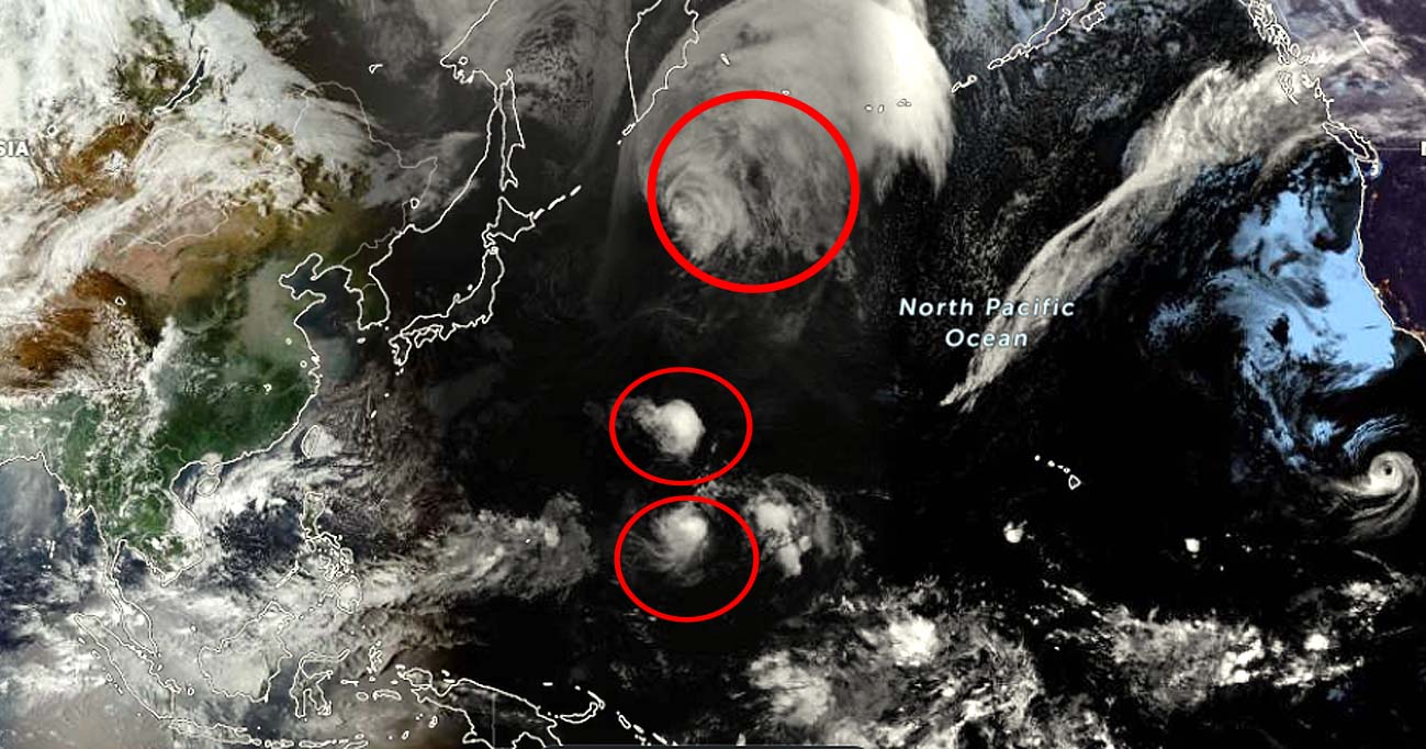 western pacific ocean three storms western pacific ocean three storms