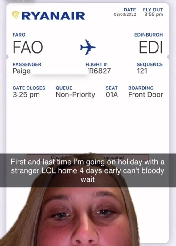 Paige Allan flight details (Credit- TikTok_@paigeallannn)