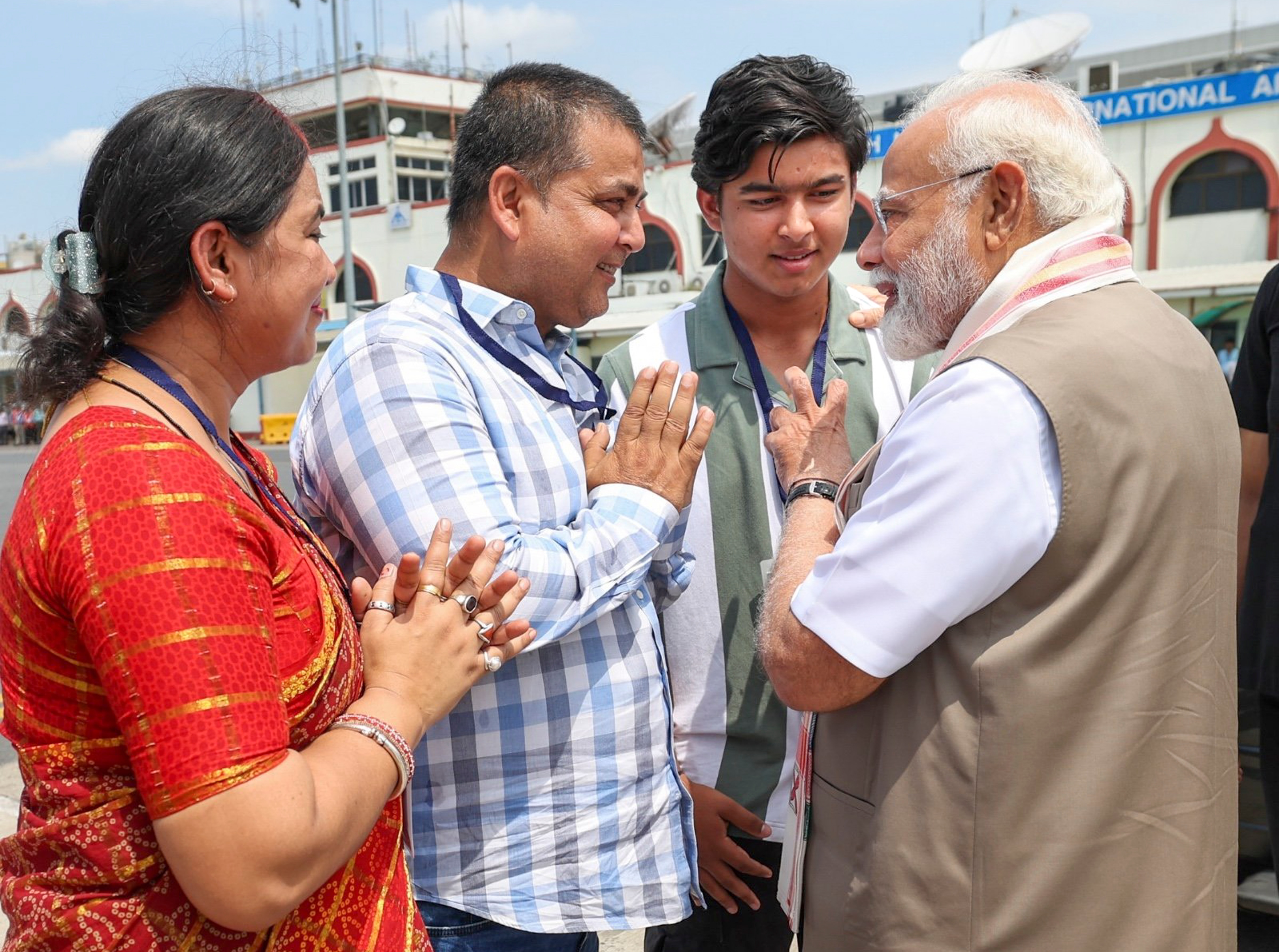 PM Modi being greeted by Vaibhav Suryavanshi and his family.