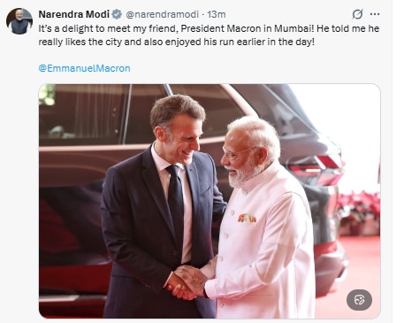 PM Modi meets President Macron in Mumbai