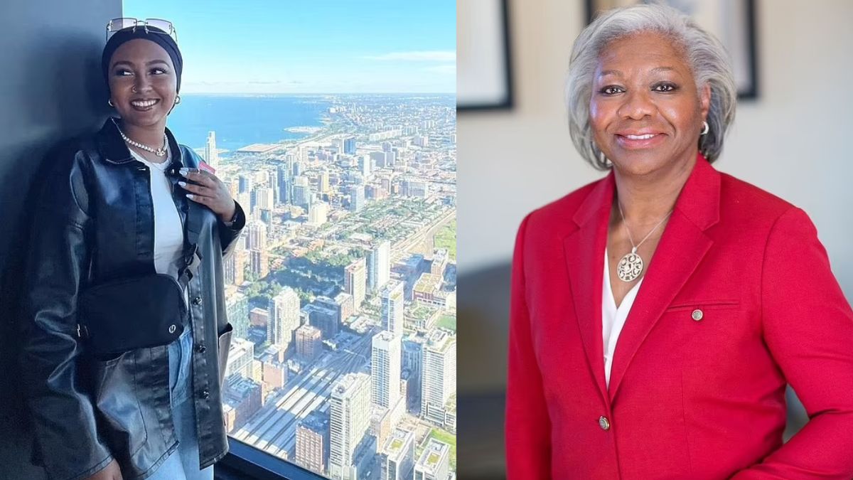 मुस्लिम स्टूडेंट अराम वेदताल्ला और यूनिवर्सिटी प्रेजिडेंट फैयनीज मिलर (तस्वीर- हैमलिन यूनिवर्सिटी, एमएसए)