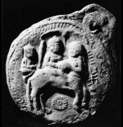 पहली शताब्दी का एक सिक्का, जिसमें पुरुरवा-उर्वशी को उकेरा गया था