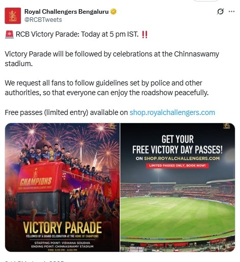 RCB Victory Parade Announcement