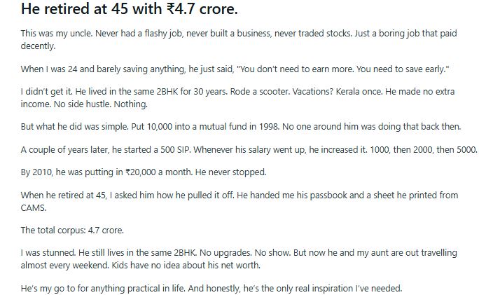 Man retires with 4 crore saving Man retires with 4 crore saving