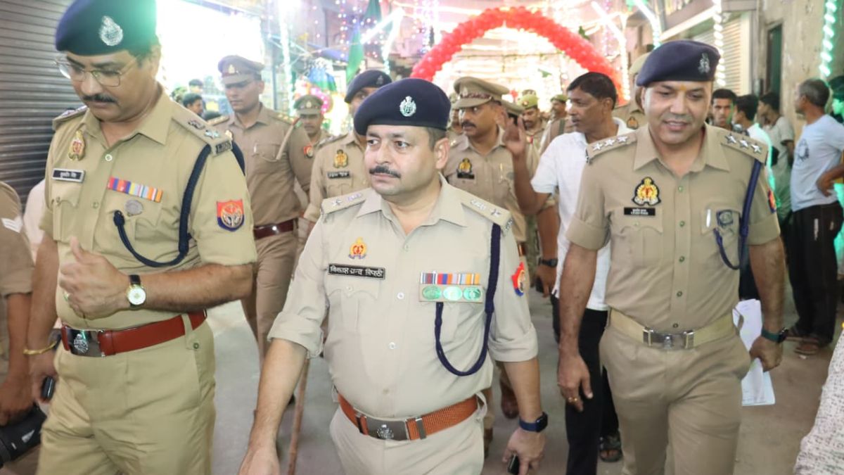 sambhal police alert barawafat sp flag march drone cctv surveillance