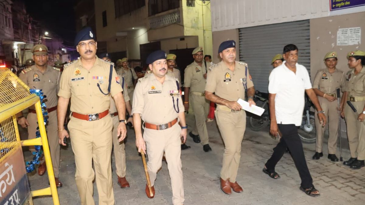 sambhal police alert barawafat sp flag march drone cctv surveillance