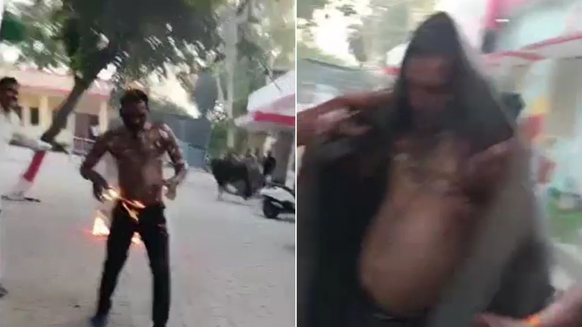 Sambhal police detained brother man arrived at police station set himself on fire Sambhal police detained brother man arrived at police station set himself on fire