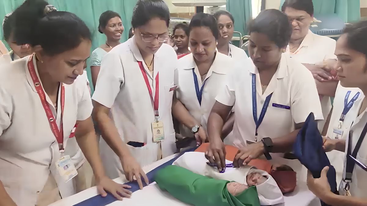 Three Newborns and Three Tricolor Shades Nashik Hospital Nurses Celebrated Independence Day Three Newborns and Three Tricolor Shades Nashik Hospital Nurses Celebrated Independence Day