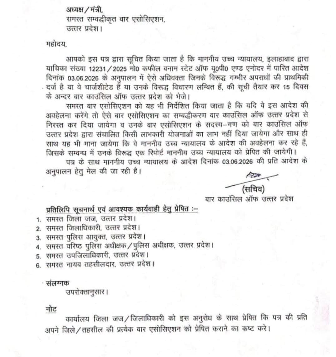 up bar council orders identification of lawyers with criminal cases seeks list in 15-days