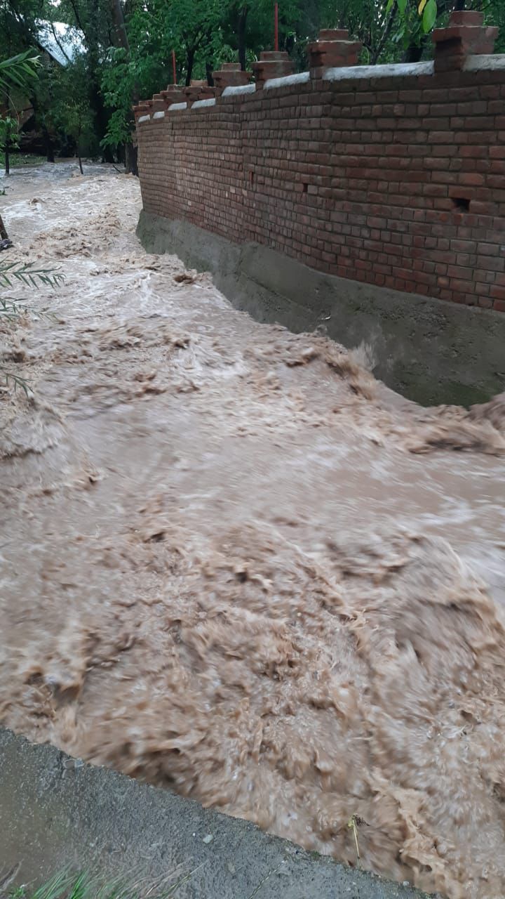 पहाड़ से पानी के तेज बहाव के साथ मिट्टी भी बहकर आई