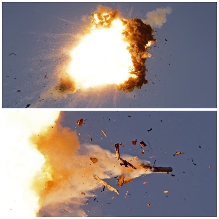 A Hezbollah UAV intercepted by Israeli air forces over north Israel on August 25, 2024. (AFP)