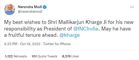 पीएम मोदी ने मल्लिकार्जुन खड़गे के लिए ट्वीट किया