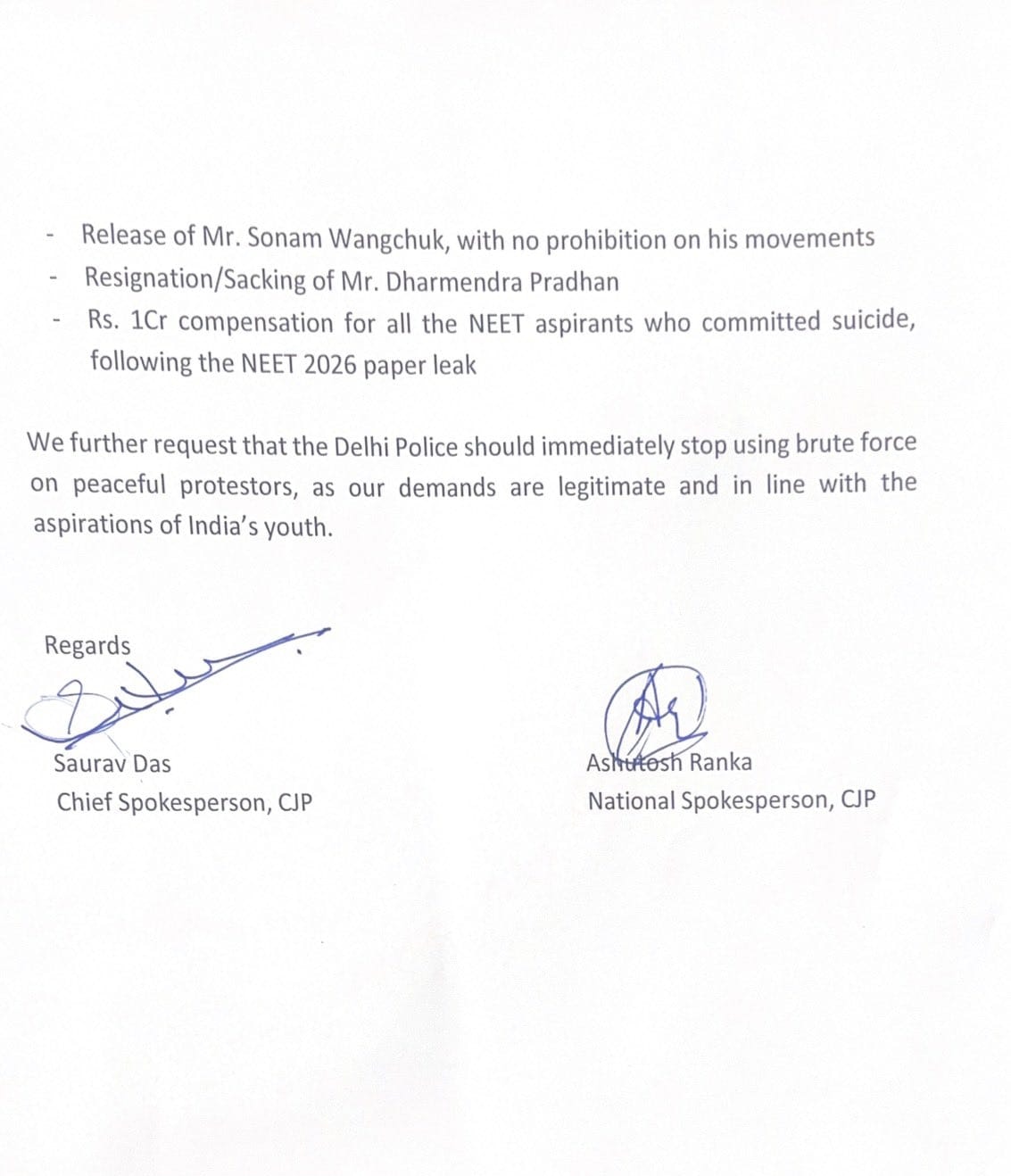 CJP Memorandum to JD Nadda CJP Memorandum to JD Nadda