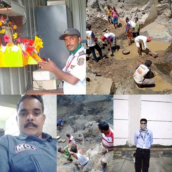 डब्बावालों का फोटो कोलाज जिन्होंने लॉकडाउन में चौकीदारी और मजदूरी जैसे अस्थायी काम किए