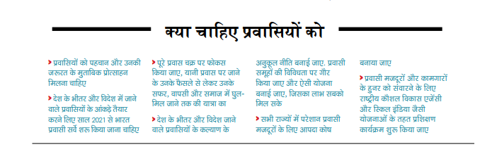 प्रवासियों को क्या चाहिए