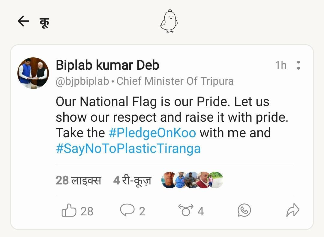 प्लास्टिक के तिरंगे को कहें न: बिप्लब 