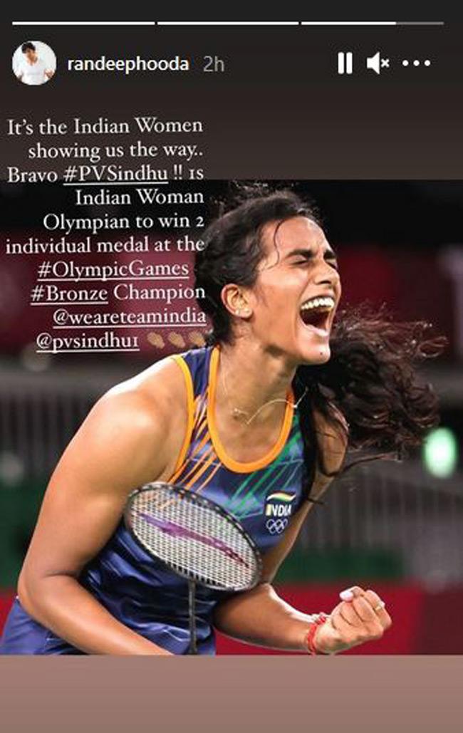 रणदीप हुड्डा ने दी सिंधु को बधाई