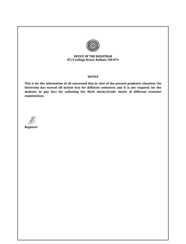 कलकत्ता विवि की ओर से जारी आधिकारिक नोटिस यहां