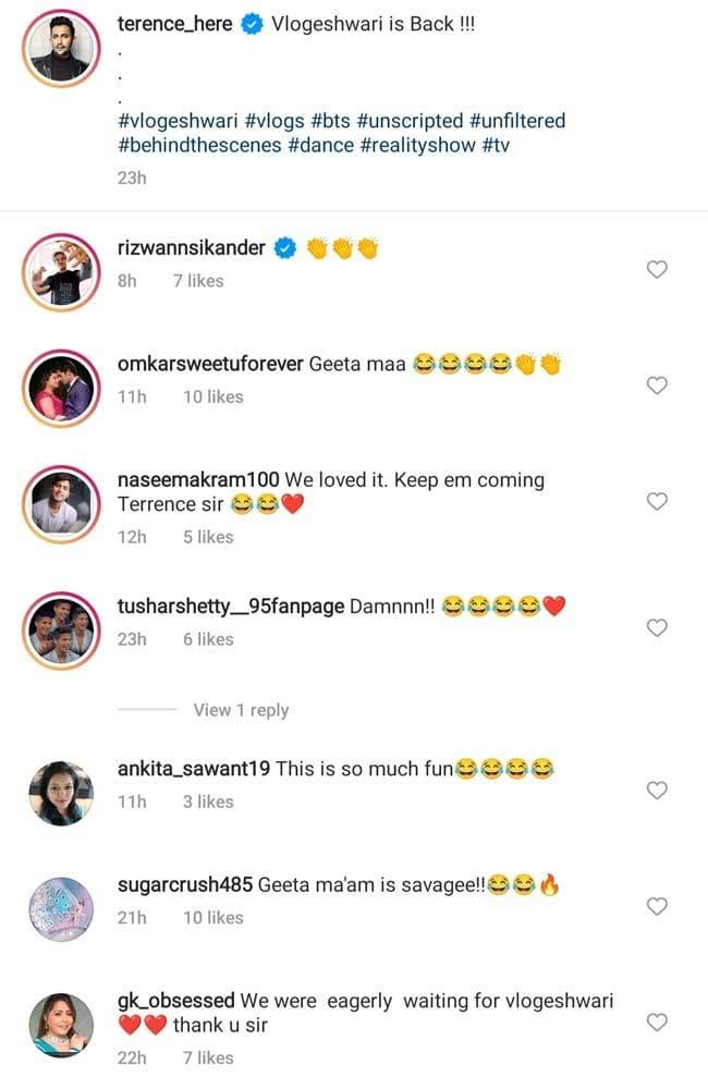 टेरेंस की पोस्ट्स पर कमेंट्स