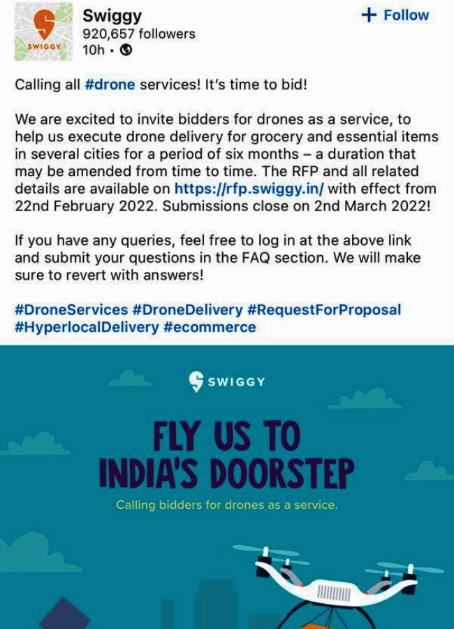 Drone delivery अब ड्रोन से होगी राशन की डिलीवरी, जानिए Swiggy का नया
