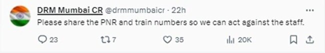 रेलवे ने मामले में किया रिएक्ट (तस्वीर- एक्स)