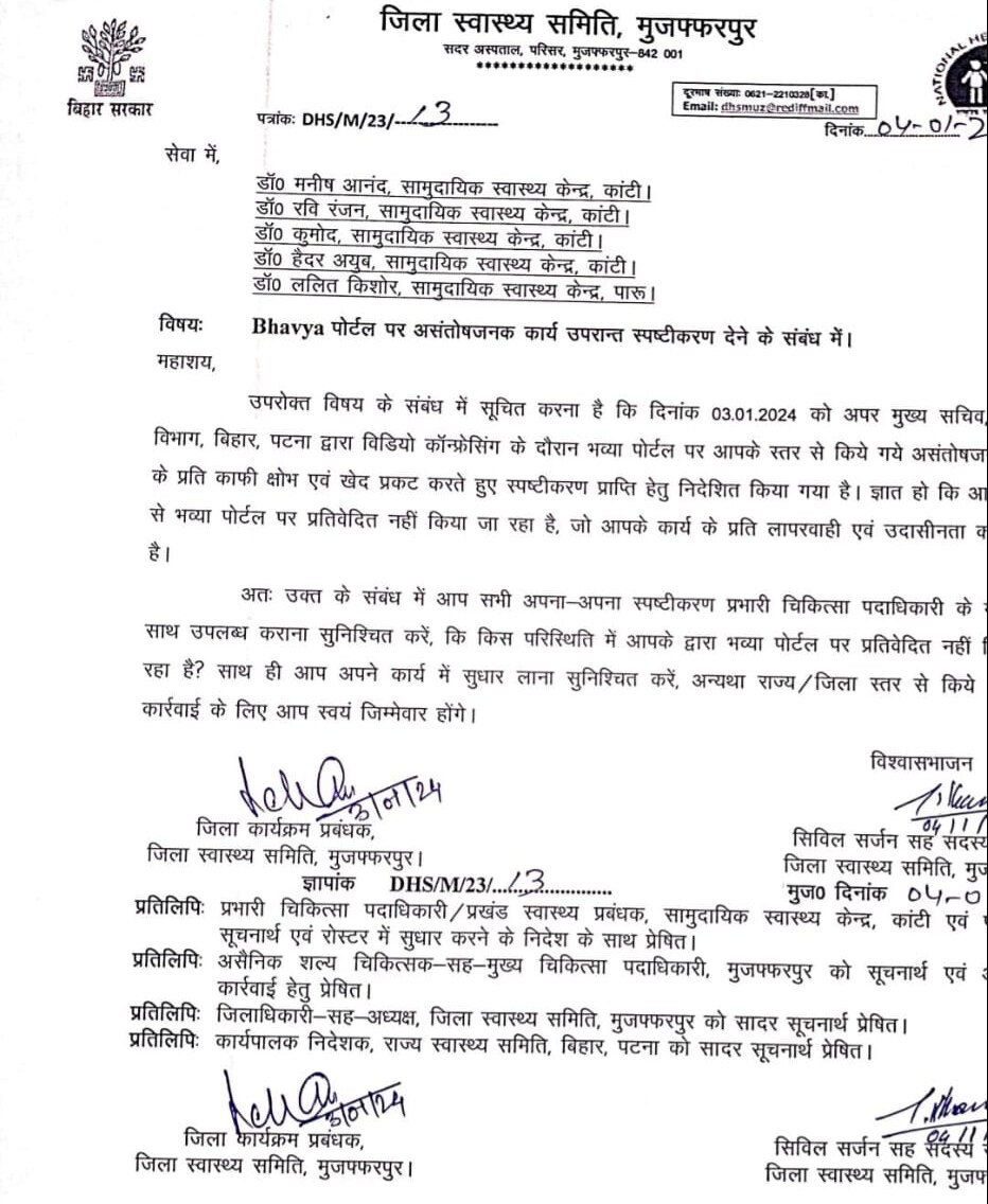 स्वास्थ्य विभाग की तरफ से जारी की गई लेटर.