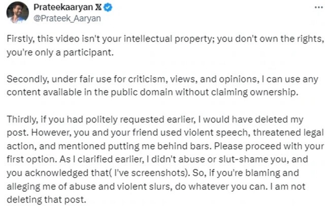 प्रतीक ने वीडियो हटाने से मना किया (तस्वीर- सोशल मीडिया)