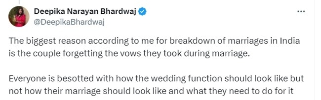 तलाक के कारणों के बारे में बोले लोग (तस्वीर- X/@DeepikaBhardwaj) 