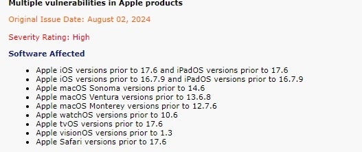 ये स्क्रीनशॉट CERT-In से लिया है. 