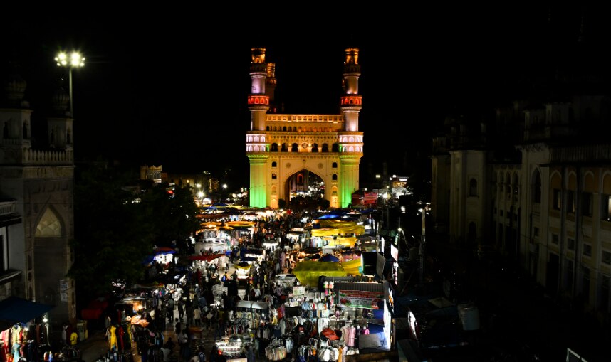Charminar illuminated in the Indian tricolour (PTI Photo)