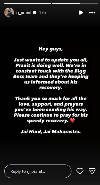 प्रणित की टीम का बयान (Photo: Instagram @rj_pranit)