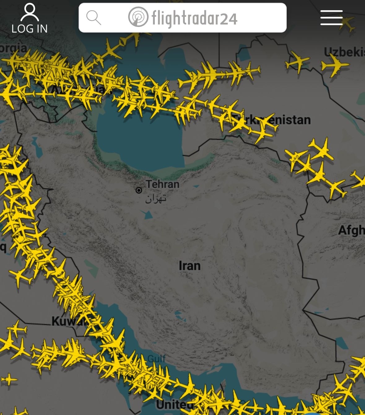 iran air space closed