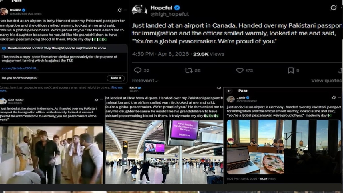 पाकिस्तान को ‘पीसमेकर’ बताने वाले एक जैसे पैटर्न में किए गए पोस्ट. (तस्वीरें: X)