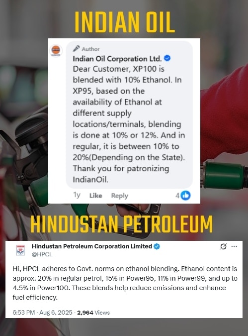 Indian Oil XP100 Ethanol Percentage