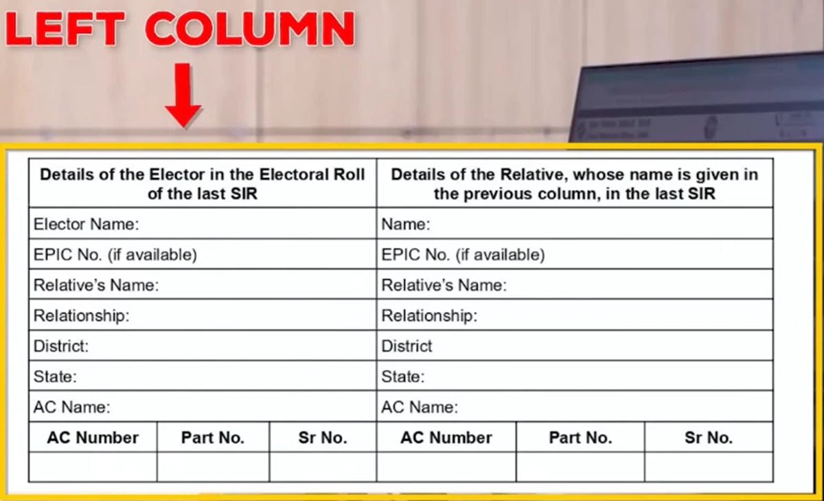 SIR Enumeration Form column 1