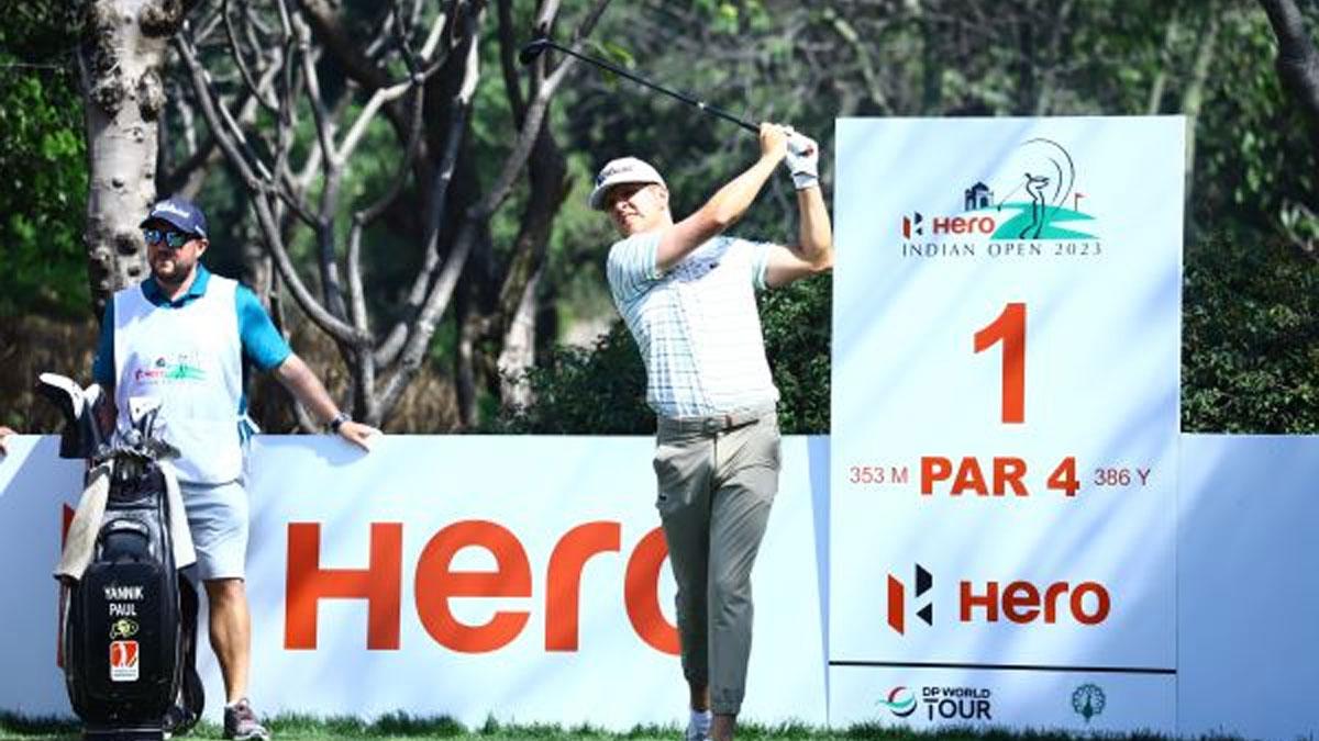 Day one clubhouse leader Yannik Paul in action at the DLF Golf and Country Club on Thursday Day one clubhouse leader Yannik Paul in action at the DLF Golf and Country Club on Thursday