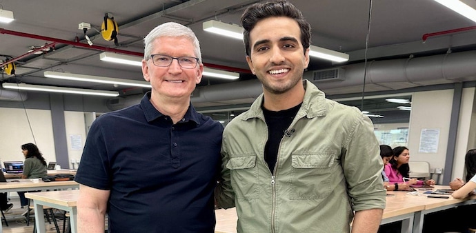 Apple CEO Tim Cook with Business Today's Aayush Ailawadi Apple CEO Tim Cook with Business Today's Aayush Ailawadi