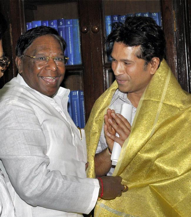 Sachin takes oath as Rajya Sabha MP