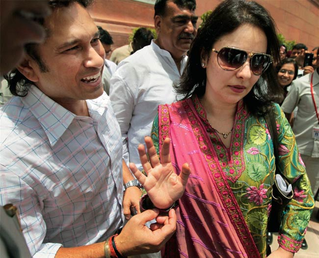 Sachin takes oath as Rajya Sabha MP