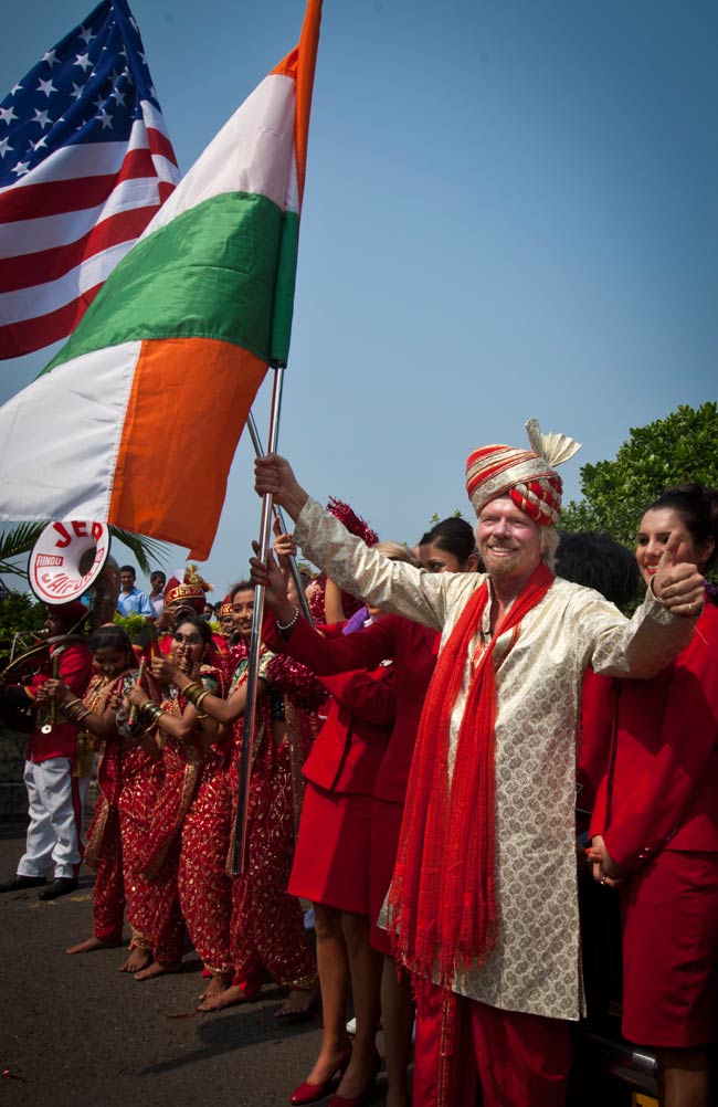 Branson re-launches Virgin's Mumbai-London flights in style