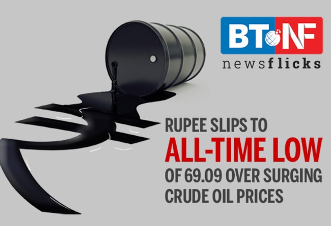 Rupee slips to all-time low of 69.09 over surging crude oil prices
