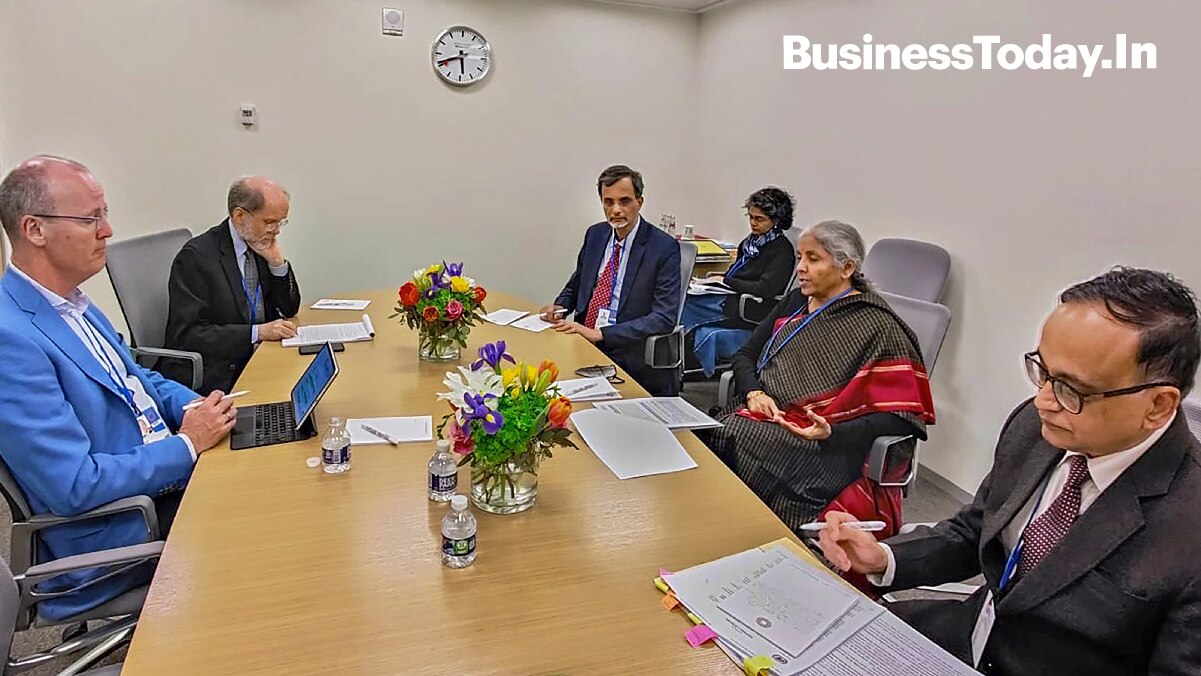 Union Finance Minister Nirmala Sitharaman in a meeting with Financial Stability Board (FSB) Chair Klaas Knot on the sidelines of IMF-World Bank Spring Meetings 2022