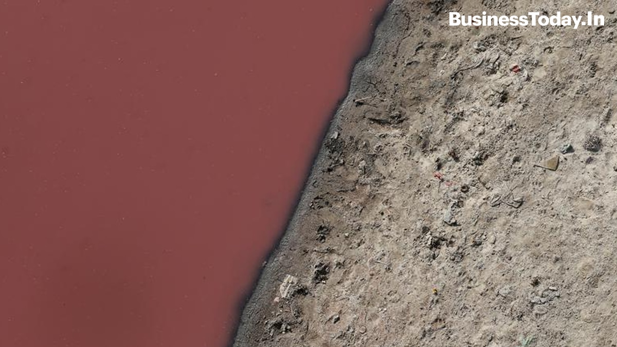 Polluted water in the river Ganges is seen in Kanpur, India.